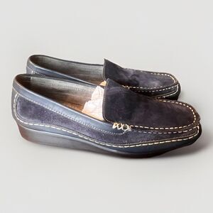 Aerosoles Women Leather Moccasins Shoes Color Navy Size 8 M‎ Wedge Suede Loafer
